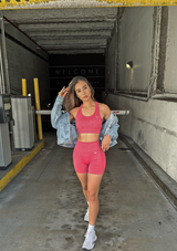 High Waisted Shorts - Berry Red