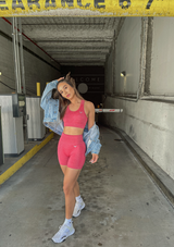High Waisted Shorts - Berry Red